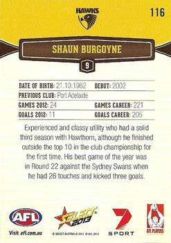 2013 Select AFL Champions #116 Shaun Burgoyne Back
